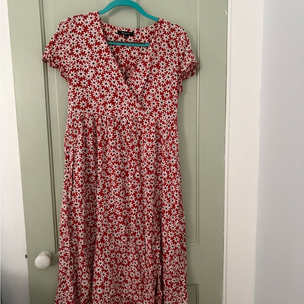 Madewell Red and White Floral Dress